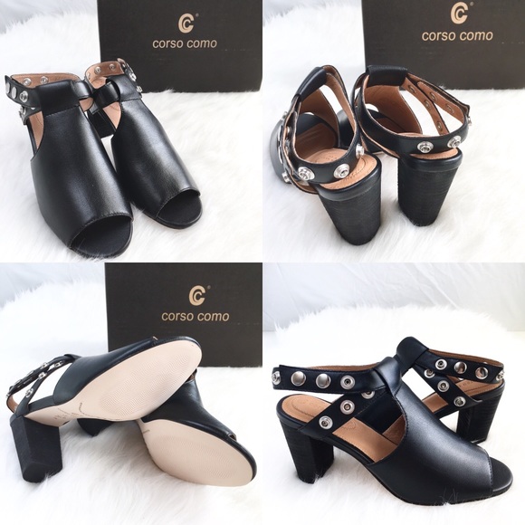 Corso Como | black leather button strappy mules - Picture 6 of 6